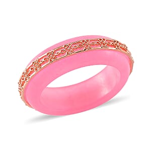 Pink Jade (D) 26.75 ctw Ruyi Knot Band Ring in 18K Vermeil Rose Gold Over Sterling Silver (Size 10.0)