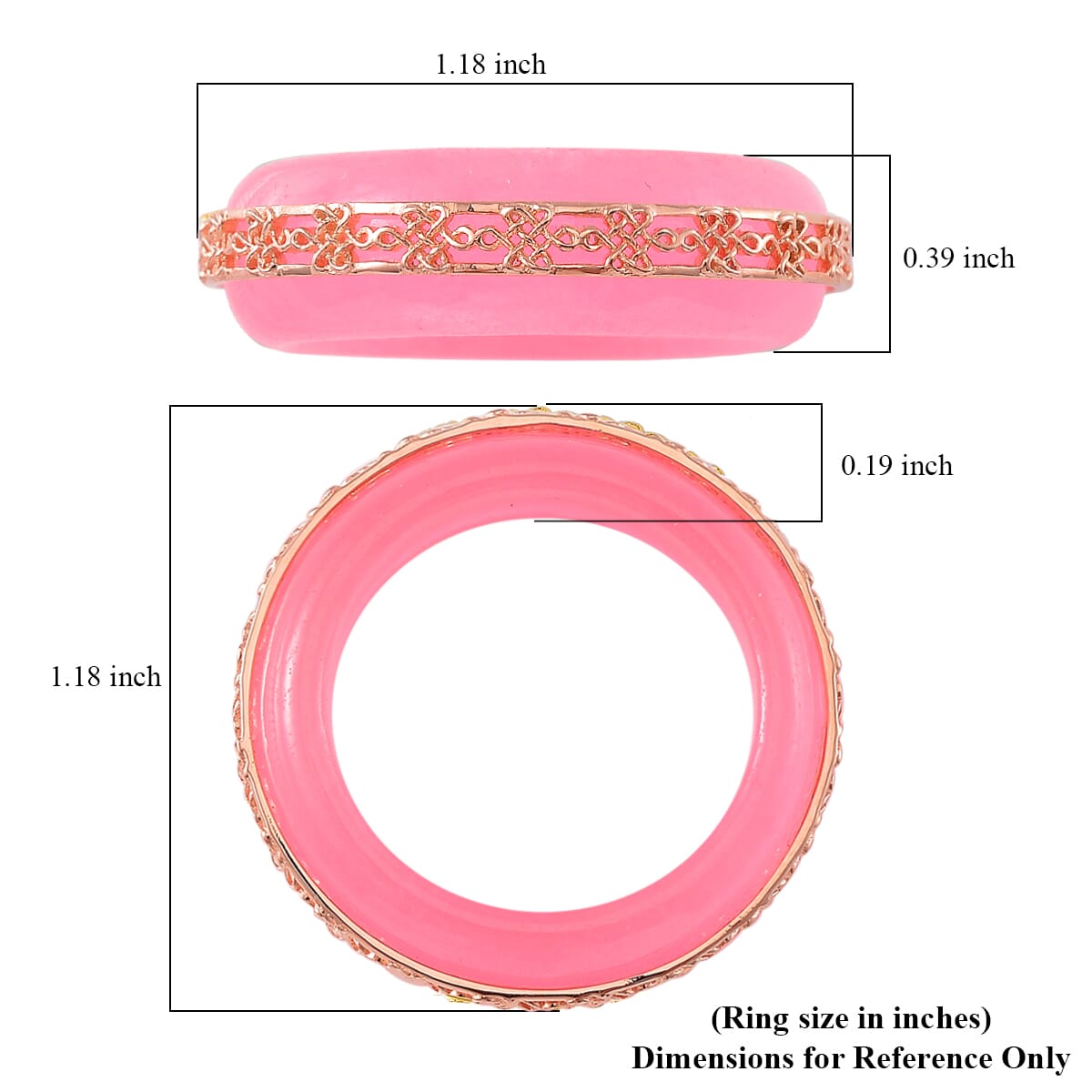 Pink Jade (D) 26.75 ctw Ruyi Knot Band Ring in 18K Vermeil Rose Gold Over Sterling Silver (Size 9.0) image number 4