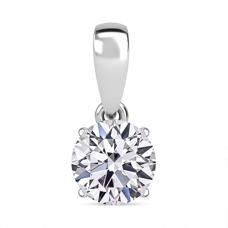 Luxuriant Lab Grown Diamond G-H SI 1.50 ctw Pendant without Chain in Platinum Over Sterling Silver
