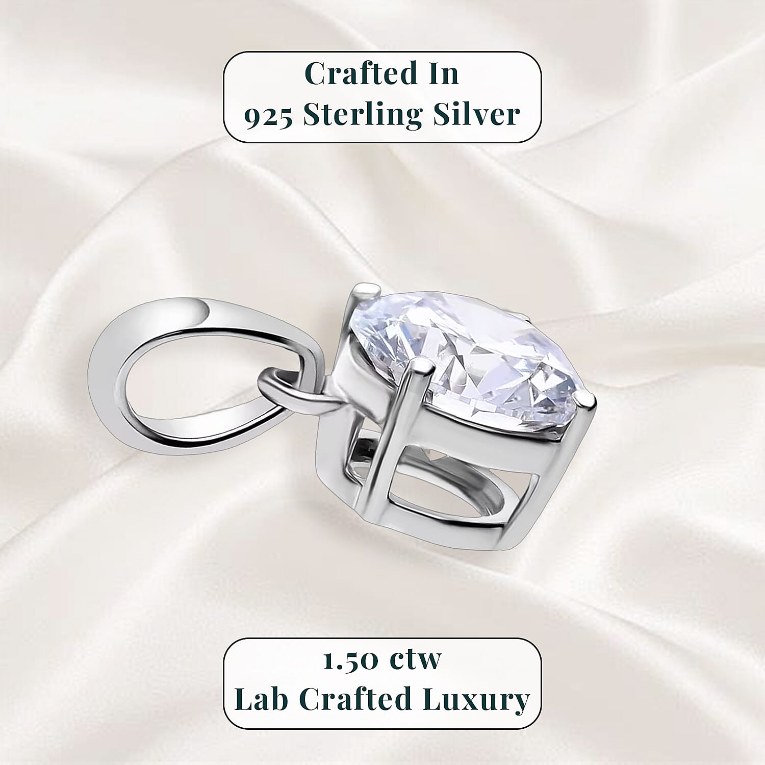Luxuriant Lab Grown Diamond G-H SI 1.50 ctw Pendant without Chain in Platinum Over Sterling Silver  (Del. In 10-12 Days)