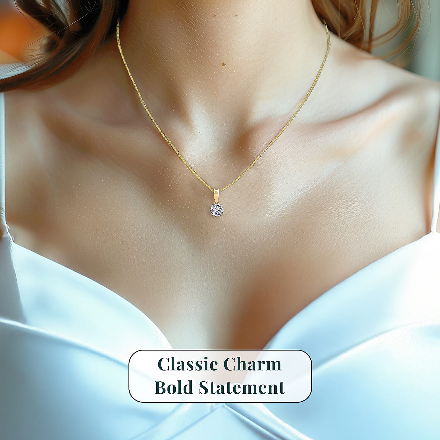 Luxuriant Lab Grown Diamond G-H SI 1.50 ctw Pendant without Chain in Vermeil Yellow Gold Over Sterling Silver (Del. In 10-12 Days)