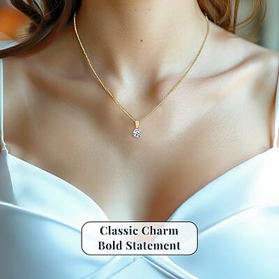 Luxuriant Lab Grown Diamond G-H SI 1.50 ctw Pendant without Chain in Vermeil Yellow Gold Over Sterling Silver