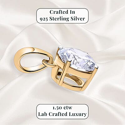 Luxuriant Lab Grown Diamond G-H SI 1.50 ctw Pendant without Chain in Vermeil Yellow Gold Over Sterling Silver