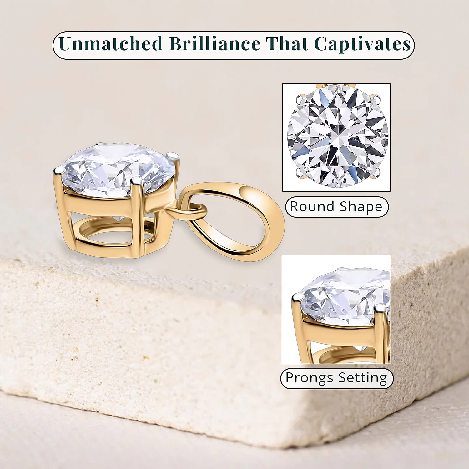 Luxuriant Lab Grown Diamond G-H SI 1.50 ctw Pendant without Chain in Vermeil Yellow Gold Over Sterling Silver (Del. In 10-12 Days)