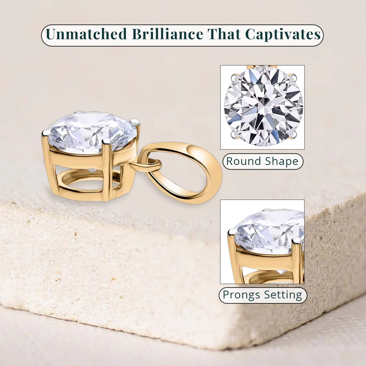 Luxuriant Lab Grown Diamond G-H SI 1.50 ctw Pendant without Chain in Vermeil Yellow Gold Over Sterling Silver image number 5