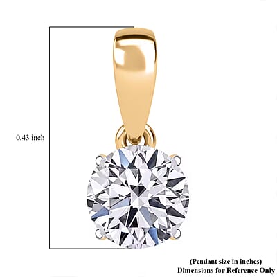 Luxuriant Lab Grown Diamond G-H SI 1.50 ctw Pendant without Chain in Vermeil Yellow Gold Over Sterling Silver