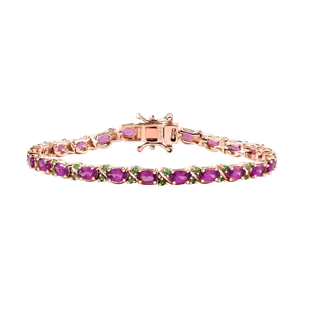 AAA Radiant Ember Garnet and Tsavorite Garnet 8.40 ctw Petals Vine Bracelet in 18K Vermeil Rose Gold Over Sterling Silver (6.50 In) image number 0