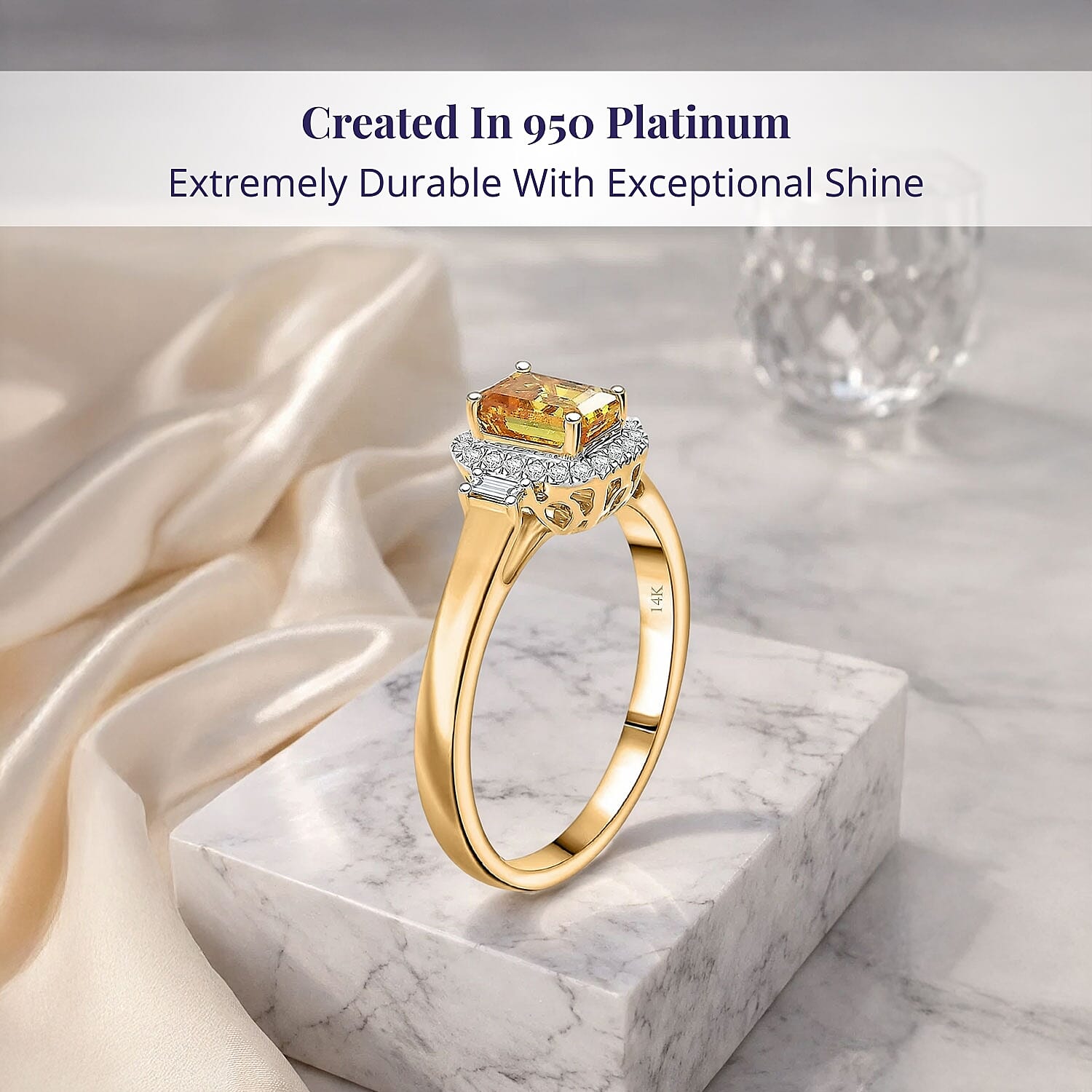 Certified & Appraised Luxoro AAA Madagascar Yellow Sapphire and I2 Diamond 1.31 ctw Ring in 10K Yellow Gold (Size 10.0)