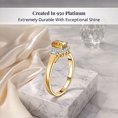 Certified & Appraised Luxoro AAA Madagascar Yellow Sapphire and I2 Diamond 1.31 ctw Ring in 10K Yellow Gold (Size 10.0)