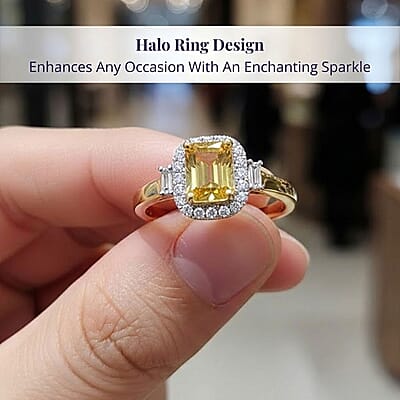 Certified & Appraised Luxoro AAA Madagascar Yellow Sapphire and I2 Diamond 1.31 ctw Ring in 10K Yellow Gold (Size 10.0)