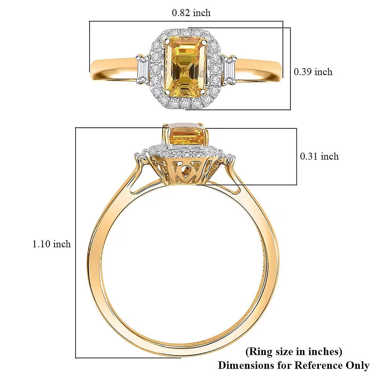 Certified & Appraised Luxoro AAA Madagascar Yellow Sapphire and I2 Diamond 1.31 ctw Ring in 10K Yellow Gold (Size 10.0)