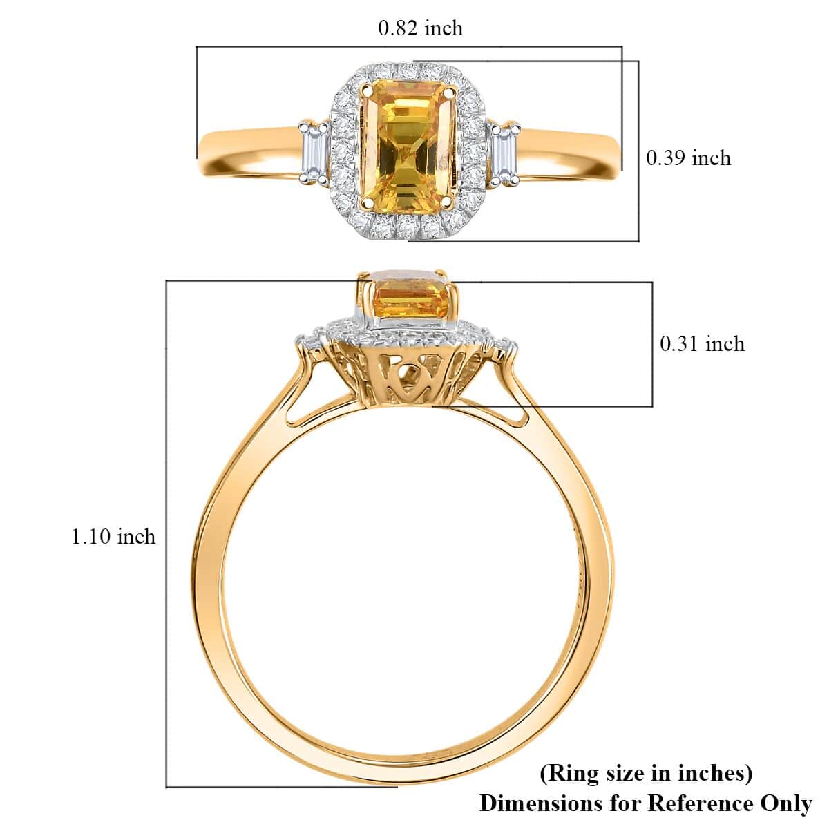 Certified & Appraised Luxoro AAA Madagascar Yellow Sapphire and I2 Diamond 1.31 ctw Ring in 10K Yellow Gold (Size 10.0) image number 5