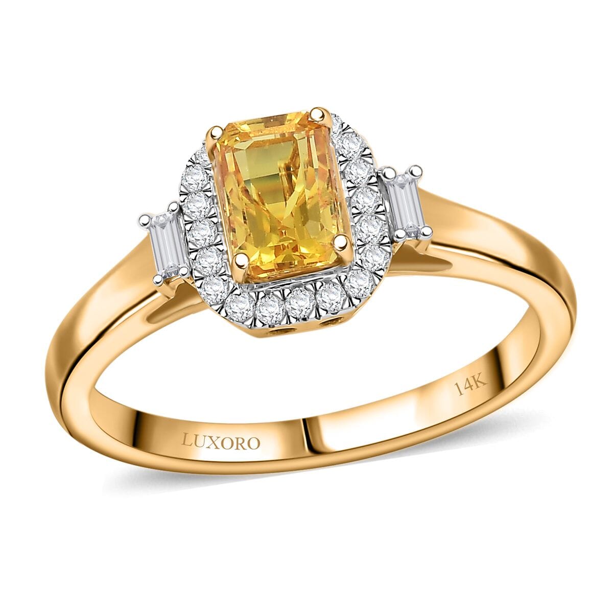 Certified & Appraised Luxoro AAA Madagascar Yellow Sapphire and I2 Diamond 1.31 ctw Ring in 10K Yellow Gold (Size 6.0) image number 0