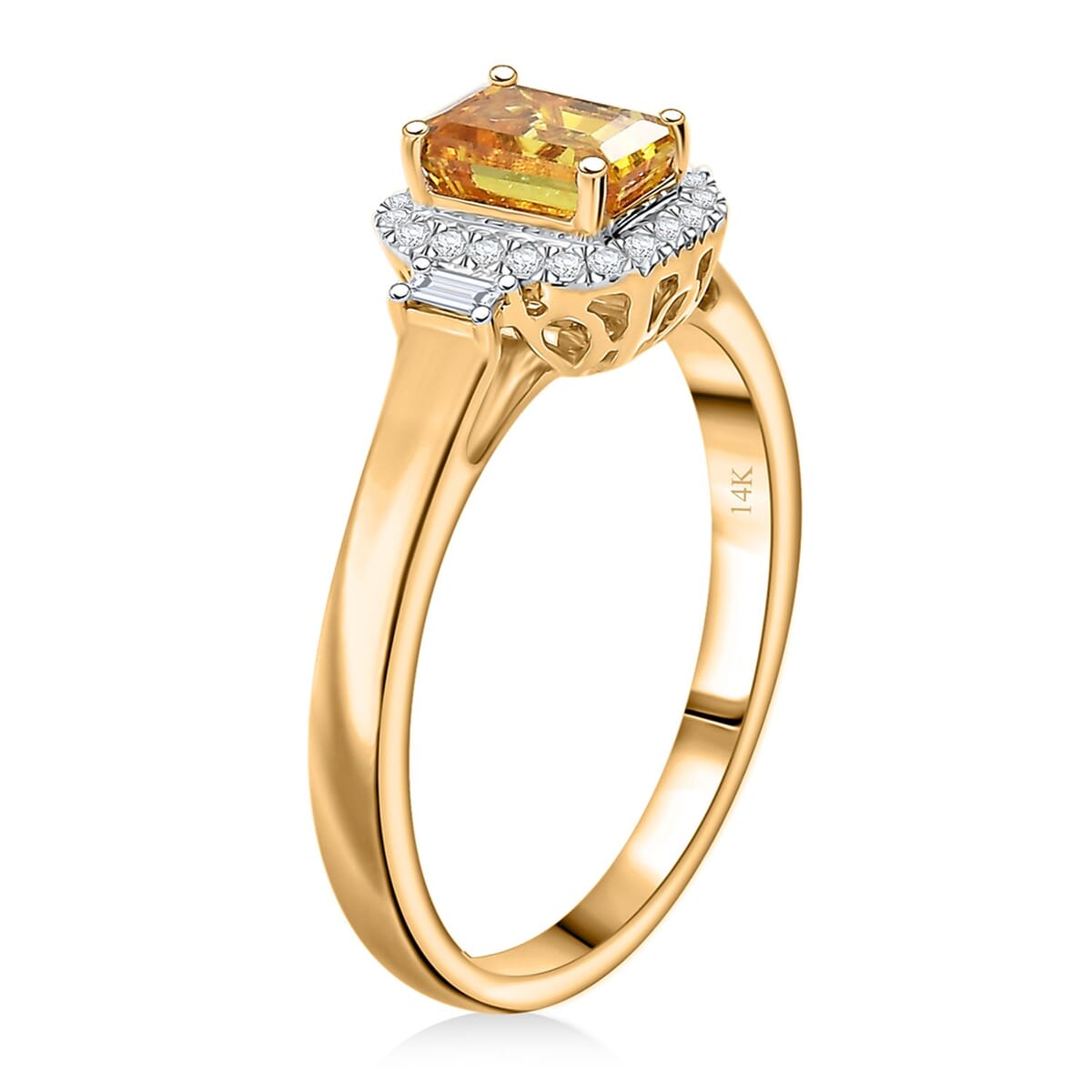 Certified & Appraised Luxoro AAA Madagascar Yellow Sapphire and I2 Diamond 1.31 ctw Ring in 10K Yellow Gold (Size 6.0) image number 3