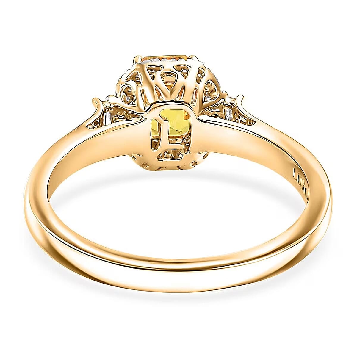 Certified & Appraised Luxoro 10K Yellow Gold AAA Madagascar Yellow Sapphire, Diamond (I2) (0.21 cts) Ring (Size 7.5) 1.31 ctw image number 6