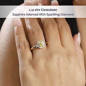Certified & Appraised Luxoro 10K Yellow Gold AAA Madagascar Yellow Sapphire, Diamond (I2) (0.21 cts) Ring (Size 9.5) 1.31 ctw