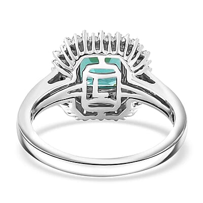Certified & Appraised Luxoro AAA Pirineu Lagoon Tourmaline, Blue and I1-I2 Diamond 2.00 ctw Ocean Mirage Ring in 14K White Gold (Size 10.0)
