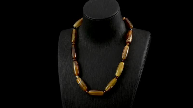 Agate 350.00 ctw Barrel and Beaded Necklace in Stainless Steel 18-20 Inches