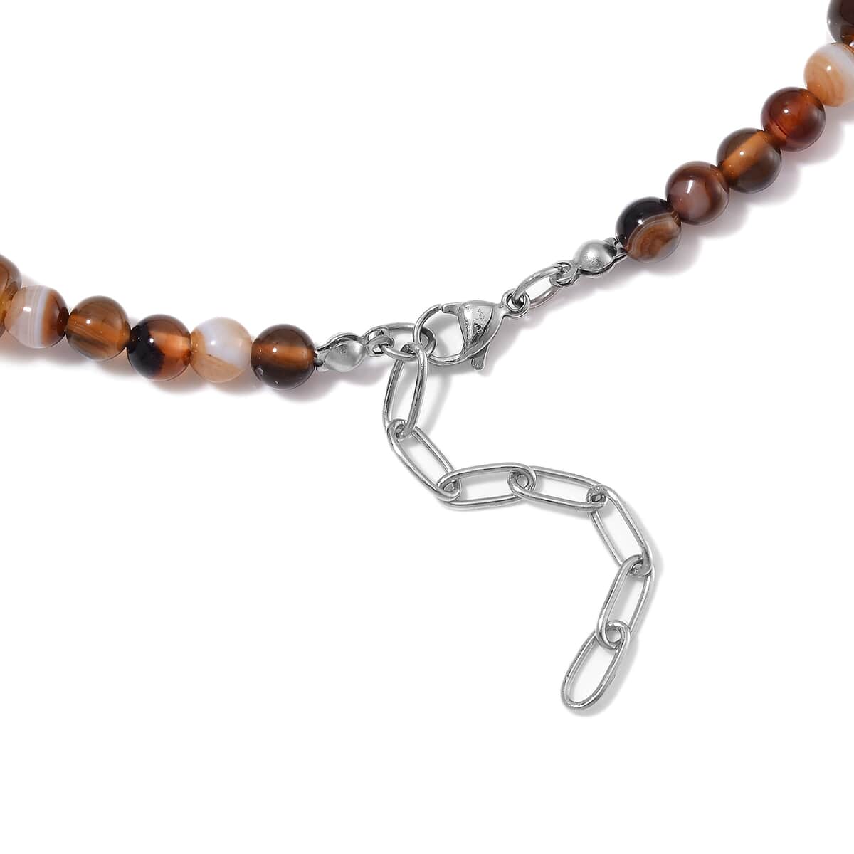 Agate 350.00 ctw Barrel and Beaded Necklace in Stainless Steel 18-20 Inches image number 4