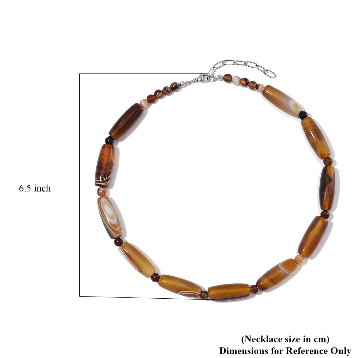 Agate 350.00 ctw Barrel and Beaded Necklace in Stainless Steel 18-20 Inches image number 5