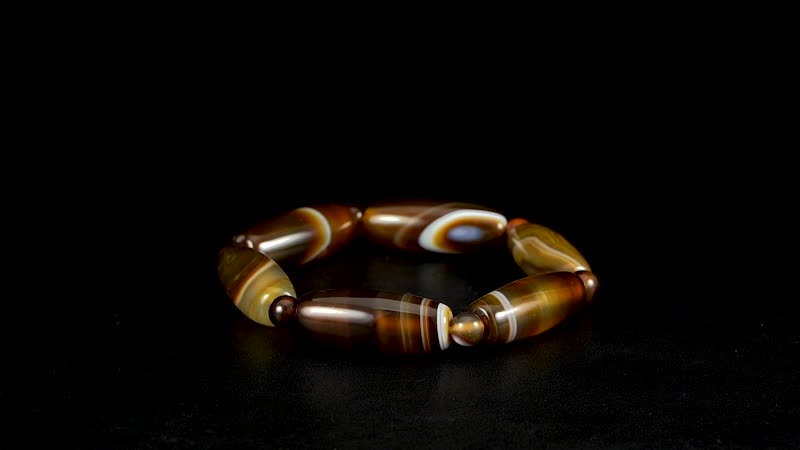 Agate 180.00 ctw Barrel and Beaded Stretch Bracelet (6.50-7.0In)