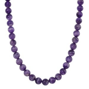 Bi-Color Amethyst 500.00 ctw Beaded Necklace in Stainless Steel 20 Inches