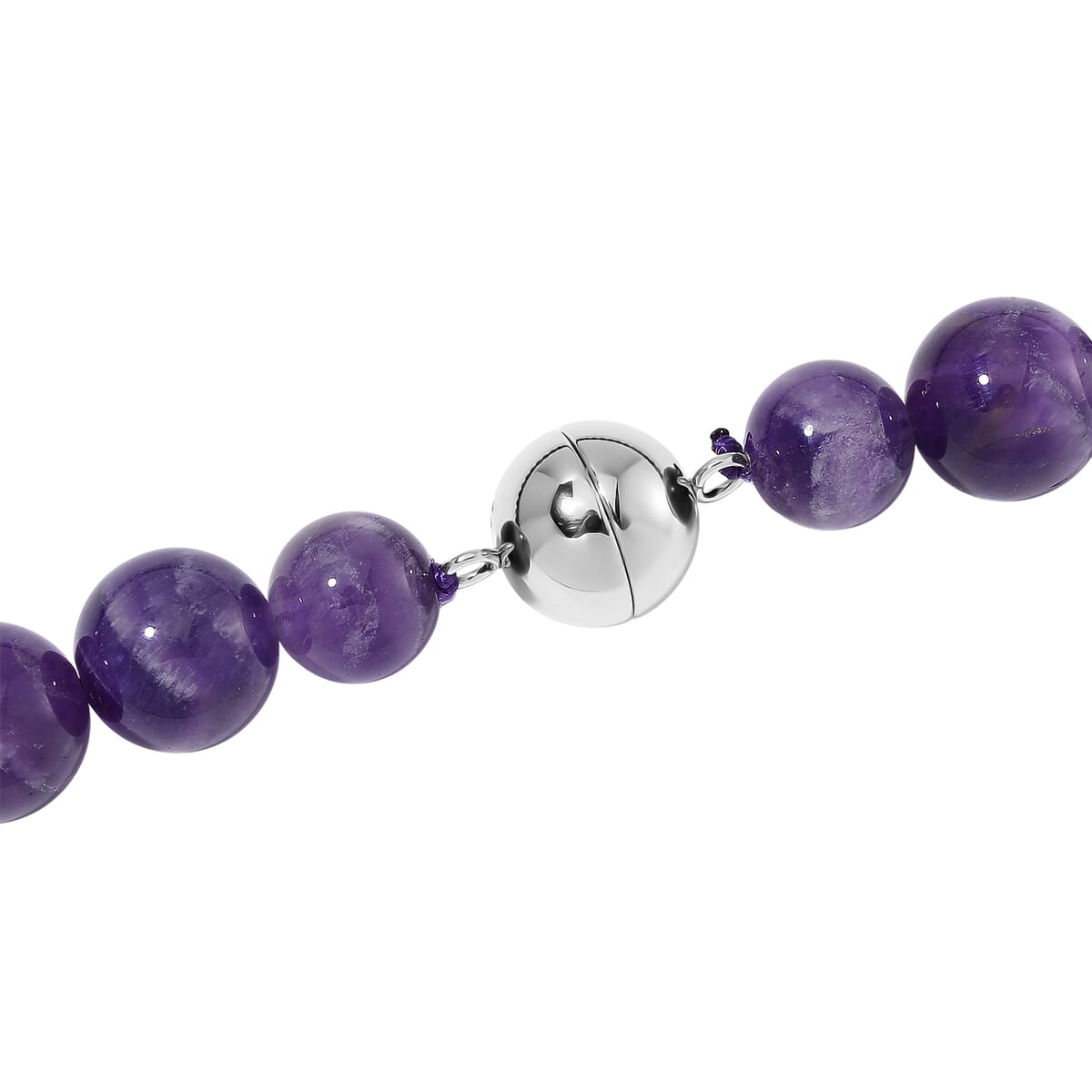 Bi-Color Amethyst 500.00 ctw Beaded Necklace in Stainless Steel 20 Inches image number 3