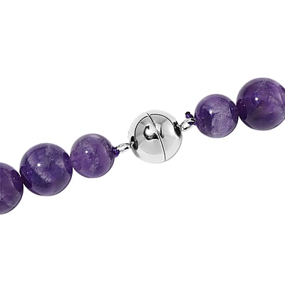 Bi-Color Amethyst 500.00 ctw Beaded Necklace in Stainless Steel 20 Inches