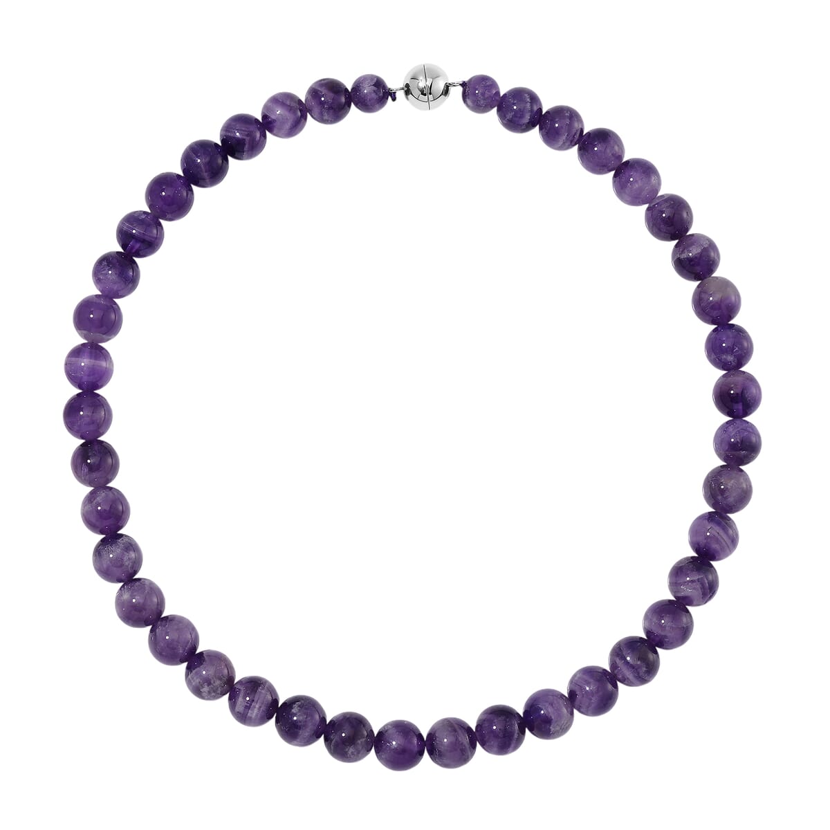 Bi-Color Amethyst 500.00 ctw Beaded Necklace in Stainless Steel 20 Inches image number 4