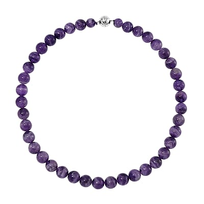 Bi-Color Amethyst 500.00 ctw Beaded Necklace in Stainless Steel 20 Inches