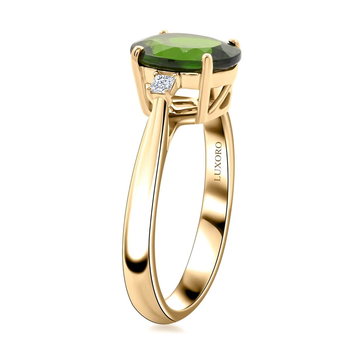 Luxoro AAA Chrome Diopside and G-H I2 Diamond 2.85 ctw Ring in 10K Yellow Gold (Size 10.0) image number 3