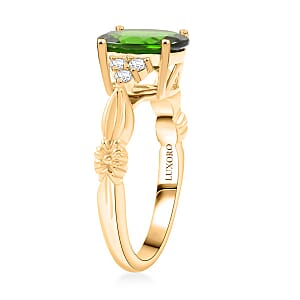 Luxoro AAA Chrome Diopside and G-H I2 Diamond 2.85 ctw Ring in 10K Yellow Gold (Size 10.0)