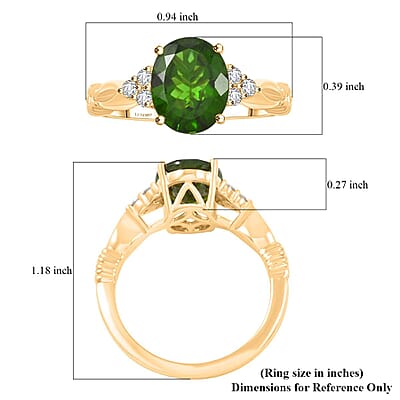 Luxoro AAA Chrome Diopside and G-H I2 Diamond 2.85 ctw Ring in 10K Yellow Gold (Size 7.0)