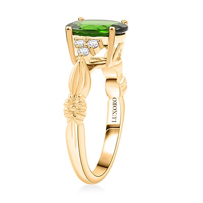 Luxoro AAA Chrome Diopside and G-H I2 Diamond 2.85 ctw Ring in 10K Yellow Gold (Size 8.0)