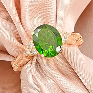 Luxoro AAA Chrome Diopside and G-H I2 Diamond 2.85 ctw Ring in 10K Yellow Gold (Size 9.0)