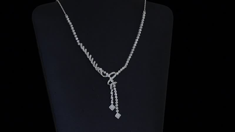 Diamond Knotted Necklace (18 Inches) in Rhodium Over Sterling Silver 2.75 ctw