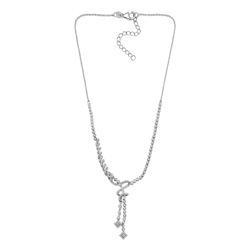 Diamond 2.75 ctw Knotted Necklace in Rhodium Over Sterling Silver 18 Inches