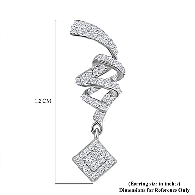 D'Joy Diamond 1.00 ctw Spiral Drop Earrings in Rhodium Over Sterling Silver