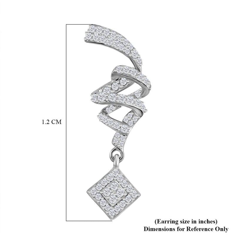 D'Joy Diamond 1.00 ctw Spiral Drop Earrings in Rhodium Over Sterling Silver