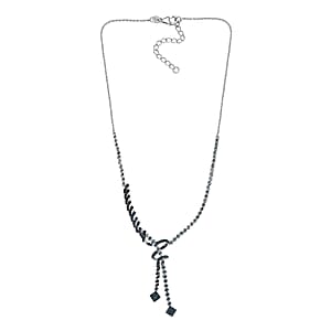 D'Joy Blue Diamond 2.75 ctw Knotted Necklace in Rhodium Over Sterling Silver 18 Inches