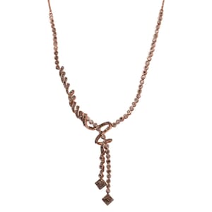 D'Joy Natural Champagne Diamond 2.75 ctw Knotted Necklace in 18K Vermeil Rose Gold Over Sterling Silver 18 Inches