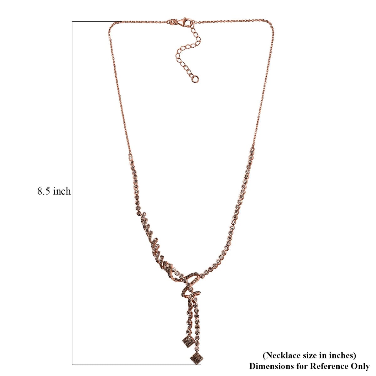 D'Joy Natural Champagne Diamond 2.75 ctw Knotted Necklace in 18K Vermeil Rose Gold Over Sterling Silver 18 Inches image number 5