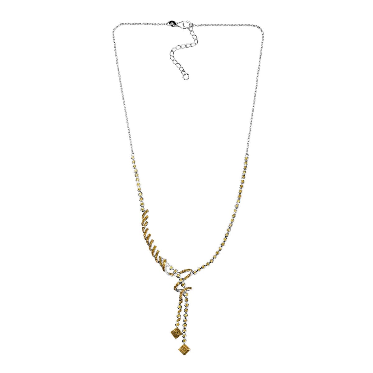 Yellow Diamond 2.75 ctw Knotted Necklace in Rhodium Over Sterling Silver 18 Inches image number 3