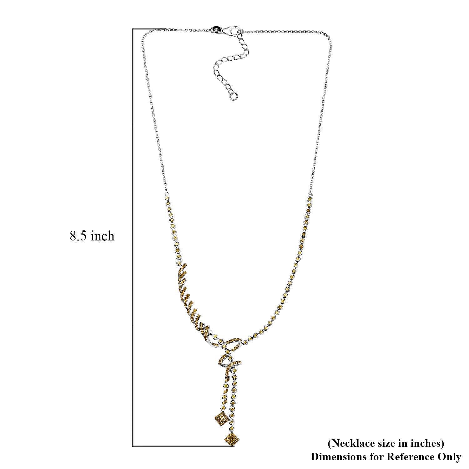 D'Joy Yellow Diamond 2.75 ctw Knotted Necklace in Rhodium Over Sterling Silver 18 Inches