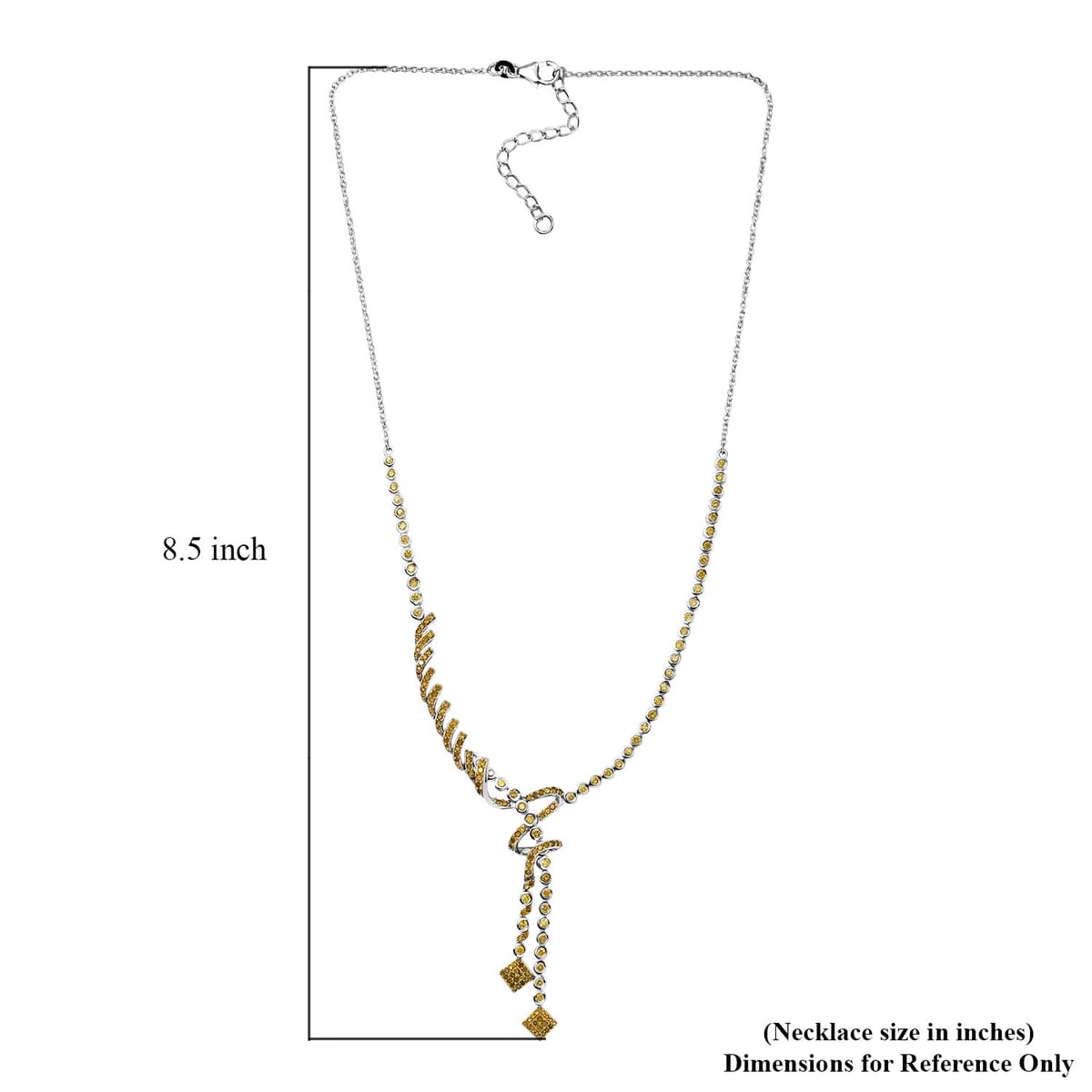 Yellow Diamond 2.75 ctw Knotted Necklace in Rhodium Over Sterling Silver 18 Inches image number 5