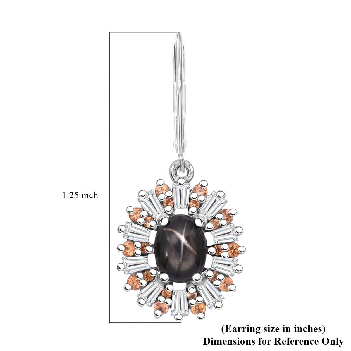 Doorbuster Bankacha Natural Black Star Sapphire and Multi Gemstone 7.25 ctw Star Ray Earrings in Rhodium Over Sterling Silver image number 5