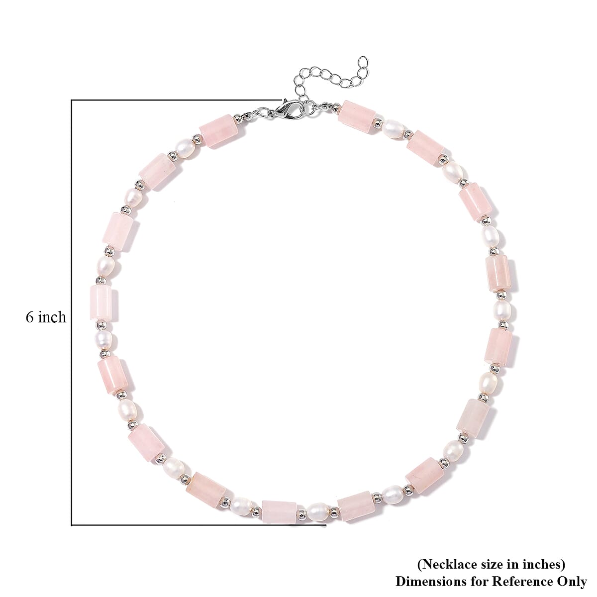 Galilea Rose Quartz 100.00 ctw and Freshwater Pearl Necklace in Silvertone 18-20 Inches image number 5