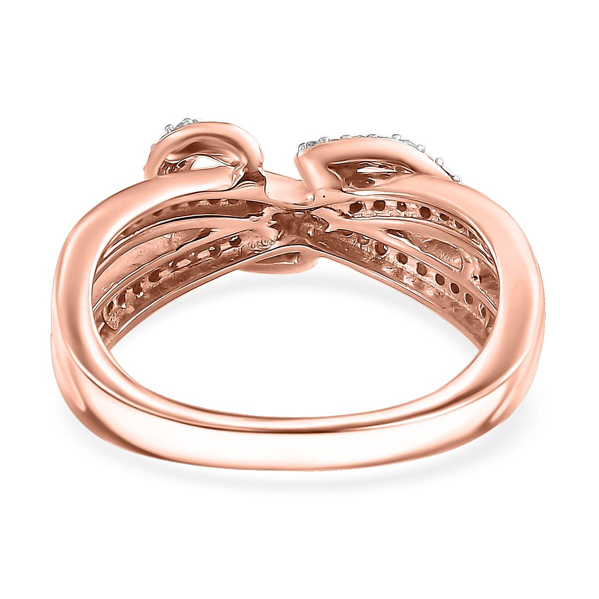 D'Joy Natural Champagne and White Diamond 0.25 ctw Infinity Ring in 18K Vermeil RG Over Sterling Silver (Size 10.0) (Del. In 10-12 Days)