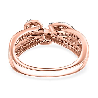 D'Joy Natural Champagne and White Diamond 0.25 ctw Infinity Ring in 18K Vermeil RG Over Sterling Silver (Size 10.0) (Del. In 10-12 Days)