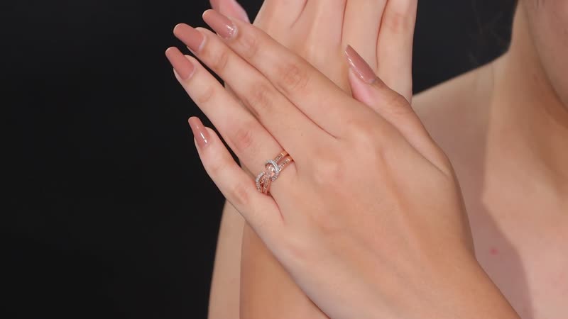 Natural Champagne and White Diamond Infinity Ring in 18K Vermeil RG Over Sterling Silver (Size 7.0) 0.25 ctw
